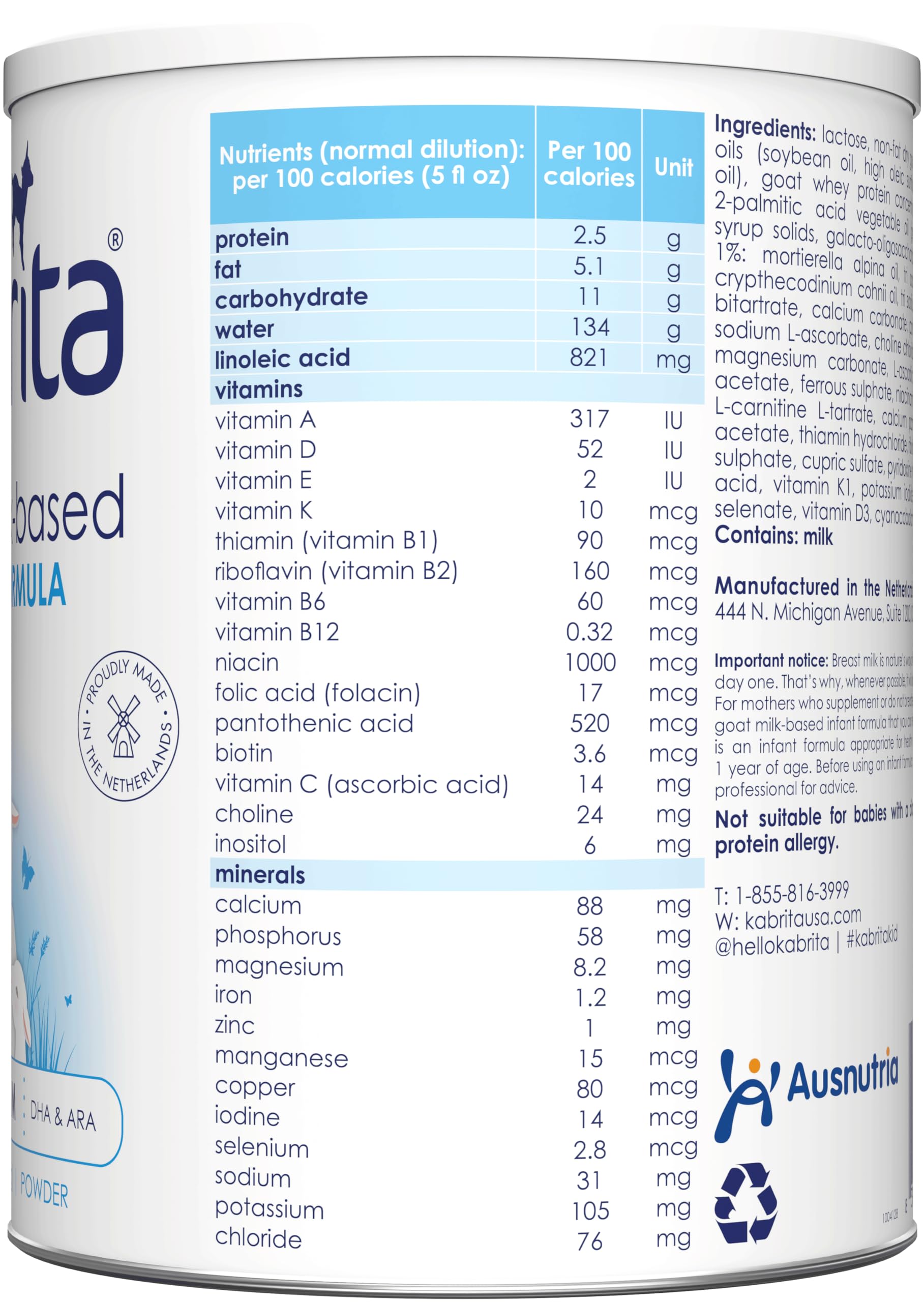 Foto 3 pulgar | Fórmula Infantil Kabrita Leche De Cabra 0-12 Meses 800 G - Venta Internacional.