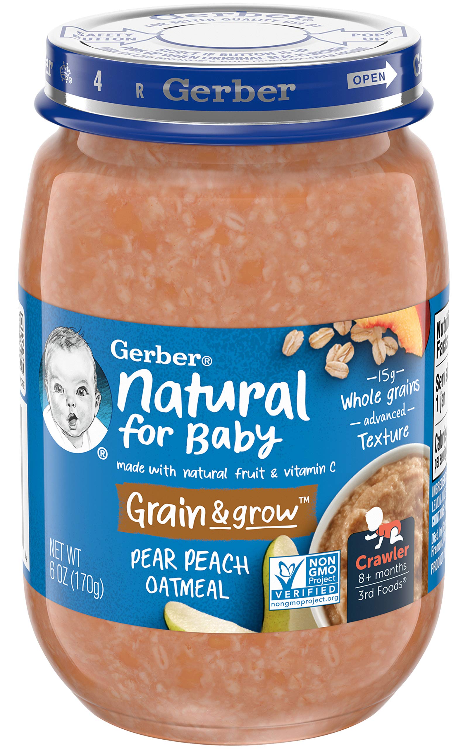 Foto 3 pulgar | Alimento Para Bebés Gerber 3rd Foods, Avena Natural Con Pera, Melocotón, 180 Ml, 12 Unidades - Venta Internacional.