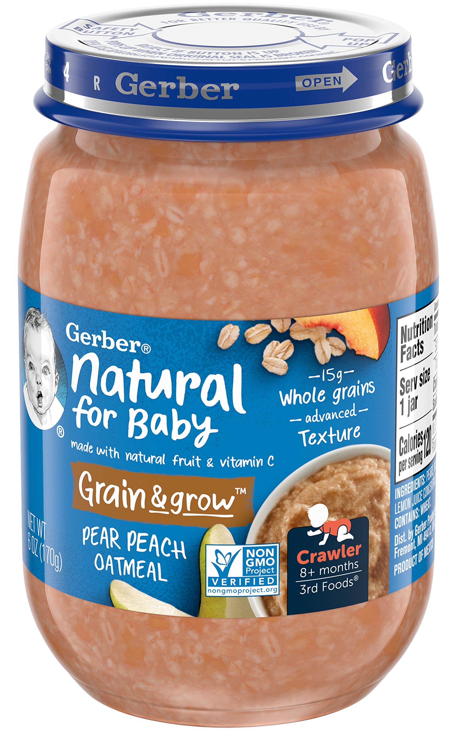 Foto 5 pulgar | Alimento Para Bebés Gerber 3rd Foods, Avena Natural Con Pera, Melocotón, 180 Ml, 12 Unidades - Venta Internacional.