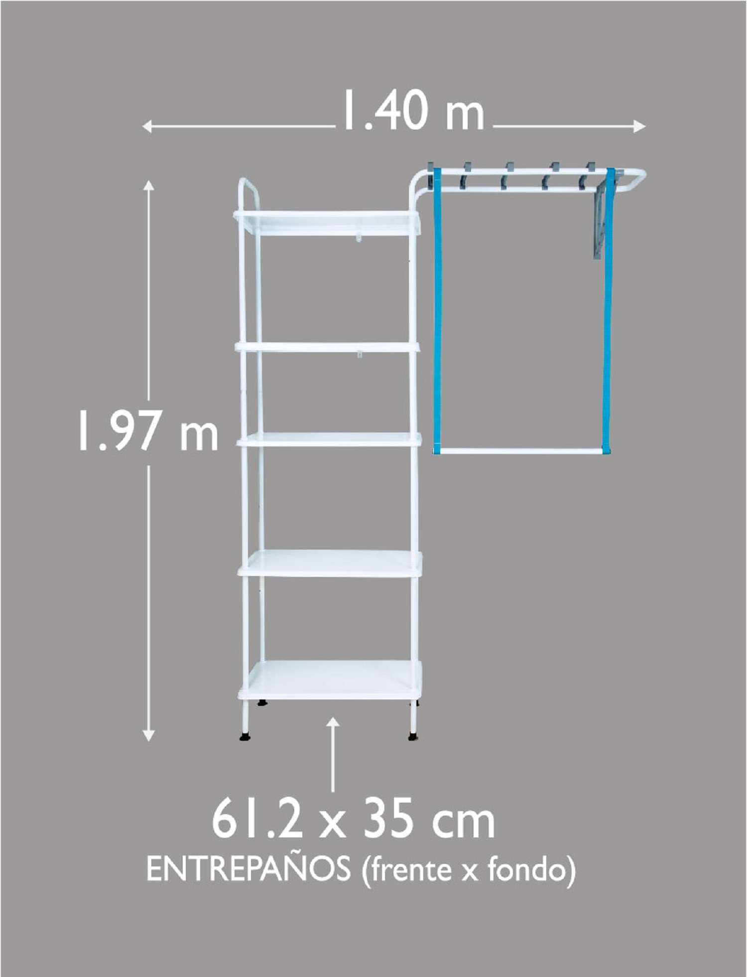 Foto 4 | Closet Armable Konekte de 5 Repisas de Metal Sólido Resistente color Blanco