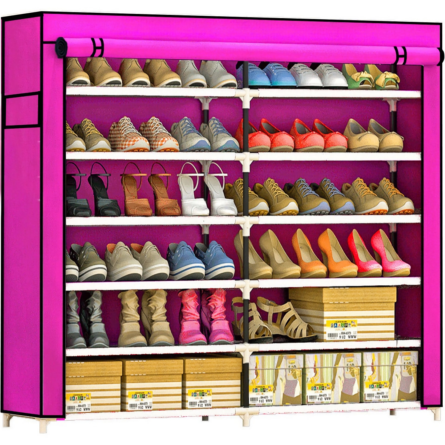 Foto 1 | Zapatera con Closet Organizador de Zapatos para 36 Pares y Compartimientos de Ropa Rack and Pack Rosa