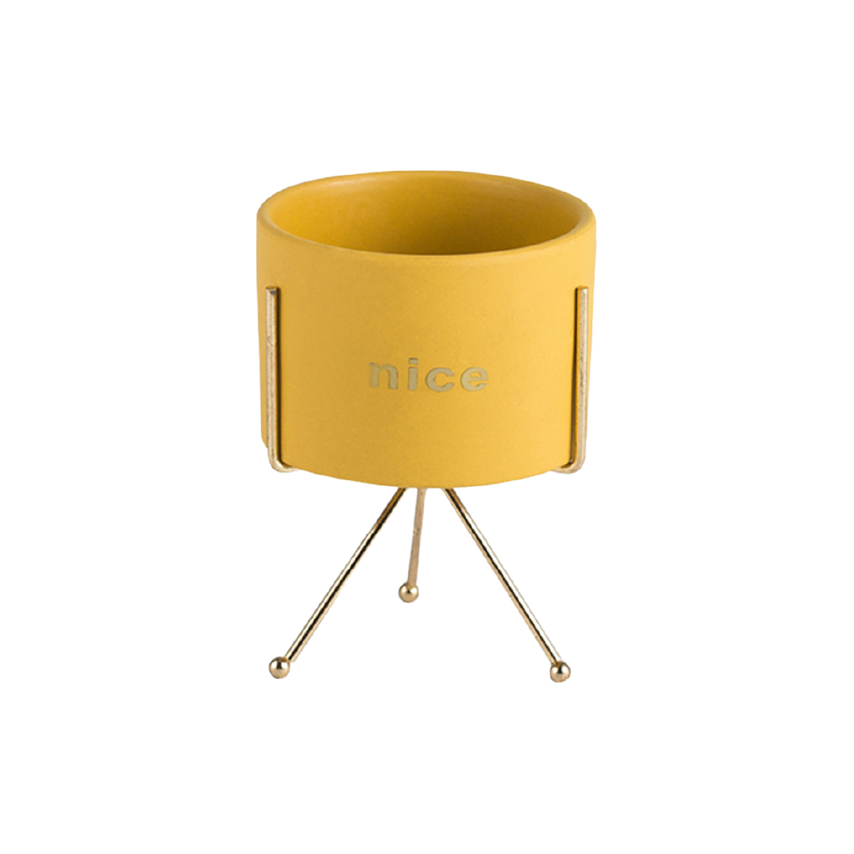 Macetero con Soporte de Hierro 17 cm Alto Iliosinnova color Amarillo