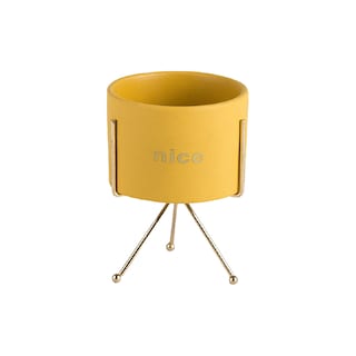 Foto 1 | Macetero con Soporte de Hierro Iliosinnova Nice 12 cm de alto Amarillo de Cerámica