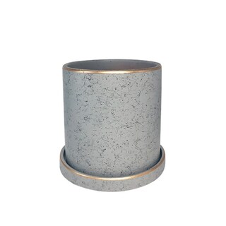 Foto 1 | Macetero Borde Dorado Iliosinnova 18 cm de alto Gris con bandeja de Base