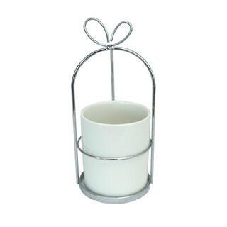 Foto 1 | Macetero Con Asa De Hierro Ly0838, Vaso Organizador De Cerámica, Multifuncional (plata)