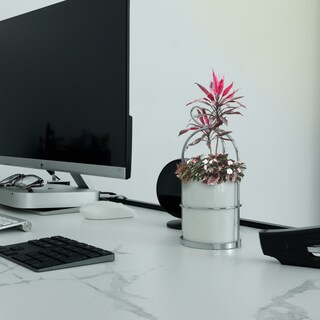 Foto 3 | Macetero Con Asa De Hierro Ly0838, Vaso Organizador De Cerámica, Multifuncional (plata)