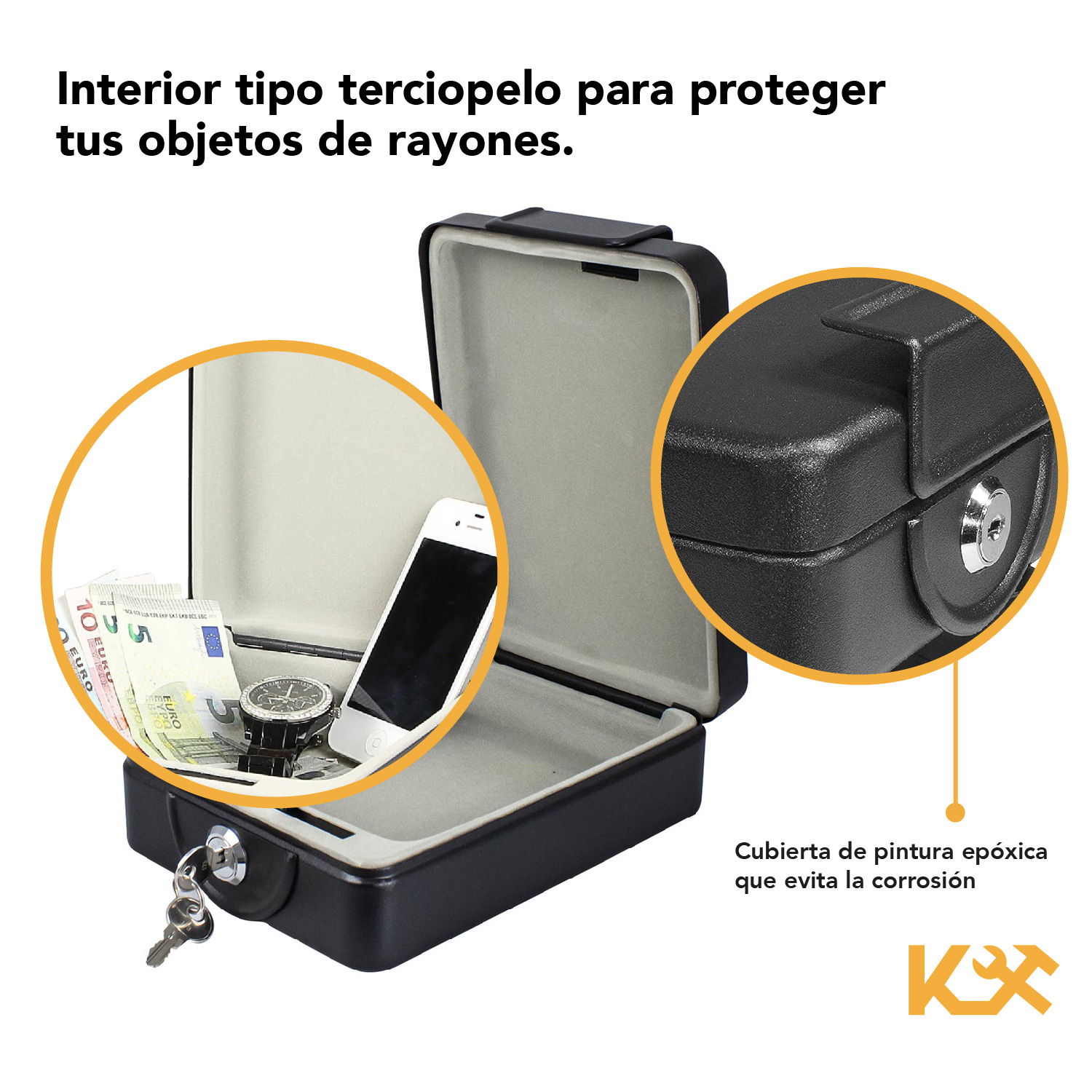 Foto 7 pulgar | Caja de Seguridad para Embutir de Llave para Valor 20 cm color Negro