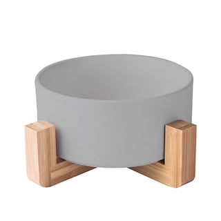 Foto 1 | Macetero con Soporte de Madera Iliosinnova Grande color Gris Maceta de Cerámica y Soporte de Bambú