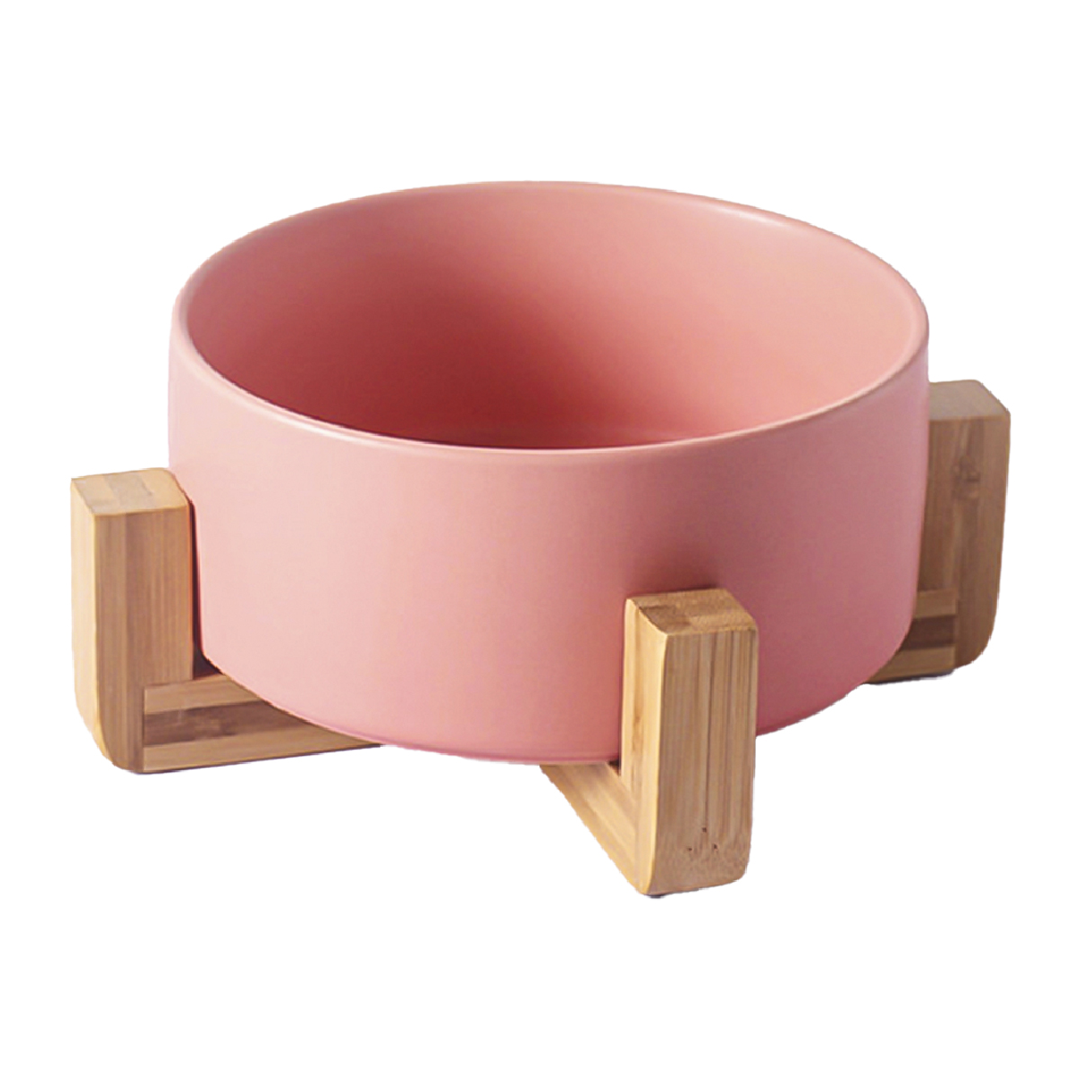 Macetero con Soporte de Madera Iliosinnova color Rosa Mediano Maceta de Cerámica y Soporte de Bambú