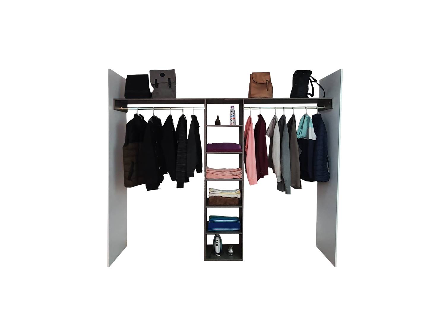 Foto 2 pulgar | Closet Ropero Organizador Genérico color Gris Moderno Minimalista con Entrepaños