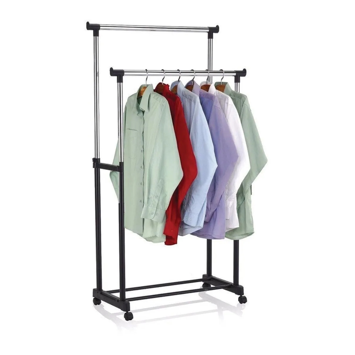 Foto 2 pulgar | Rack Organizador Doble para Ropa Ganchos Perchero Portátil color Negro