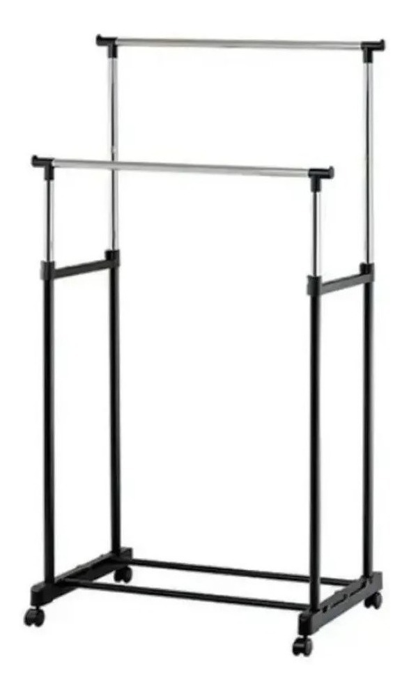 Foto 3 pulgar | Rack Organizador Doble para Ropa Ganchos Perchero Portátil color Negro