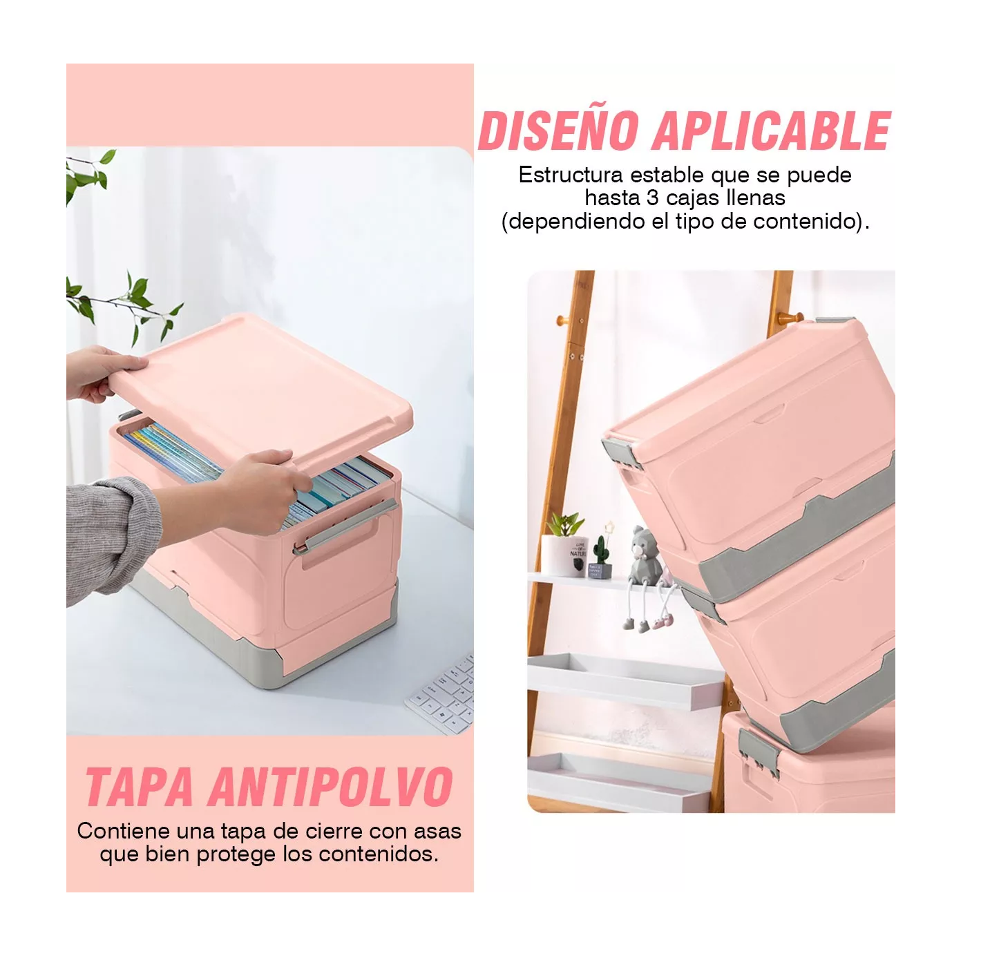 Foto 5 | Caja Plegable de Almacenamiento Belug Rosa 2 Unidades