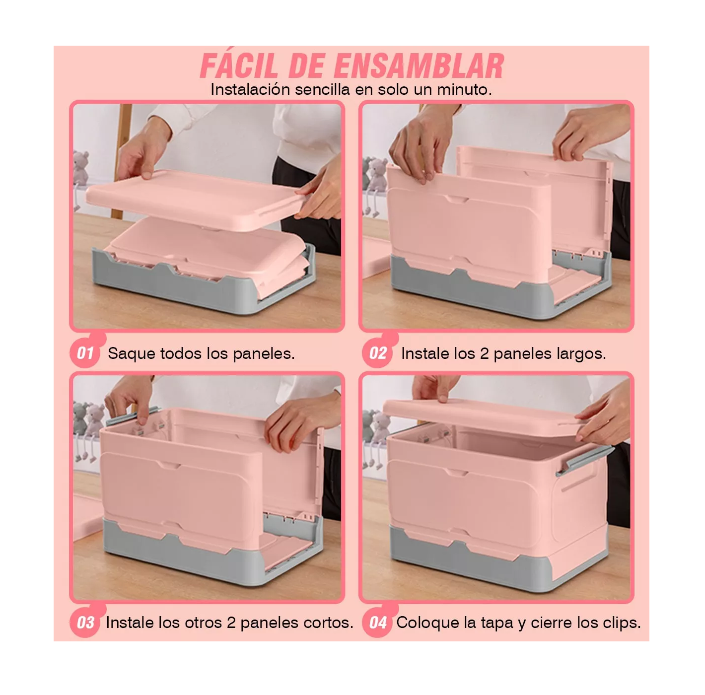 Foto 7 pulgar | Caja Plegable de Almacenamiento Belug Rosa 2 Unidades