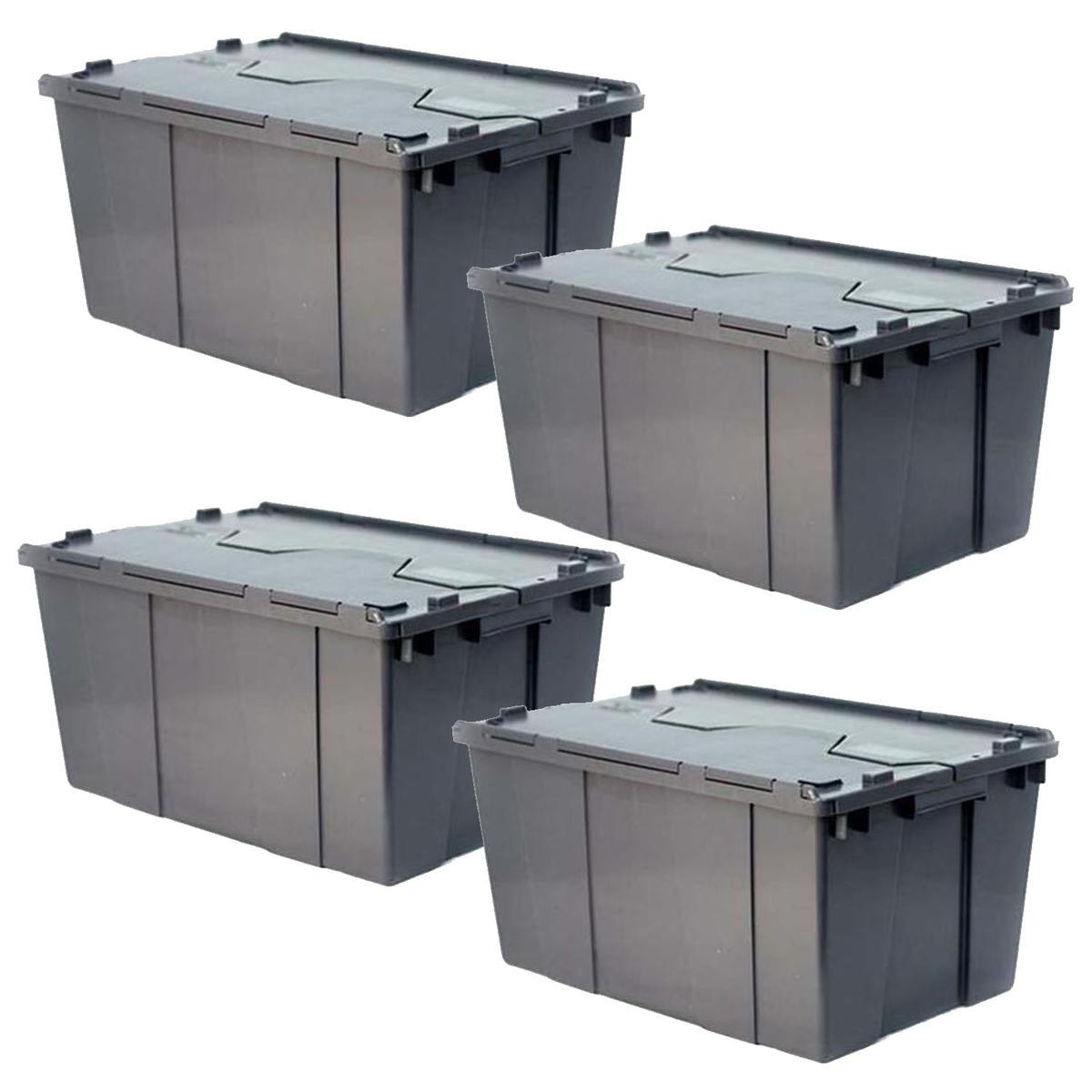 Cajas de Plástico Apilable Uso Rudo VentDepot Mxarx-004 Gris 4 Piezas