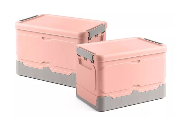 Caja  De Almacenamiento Plegable De Plástico 2pzs Rosa