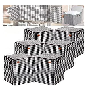 Foto 2 | Cajas de Almacenamiento para Guardar Ropa 6 Piezas a Cuadros