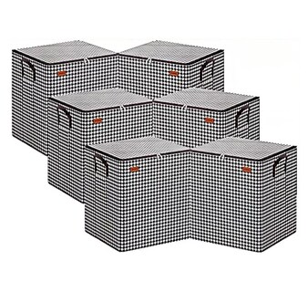 Foto 3 | Cajas de Almacenamiento para Guardar Ropa 6 Piezas a Cuadros
