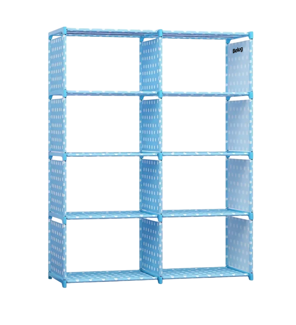 Librería Y Cubos Organizadores, Almacenamiento De Muebles Azul