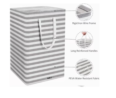 Foto 3 | Cestos Plegables Grandes Gris 2 Piezas 75 l