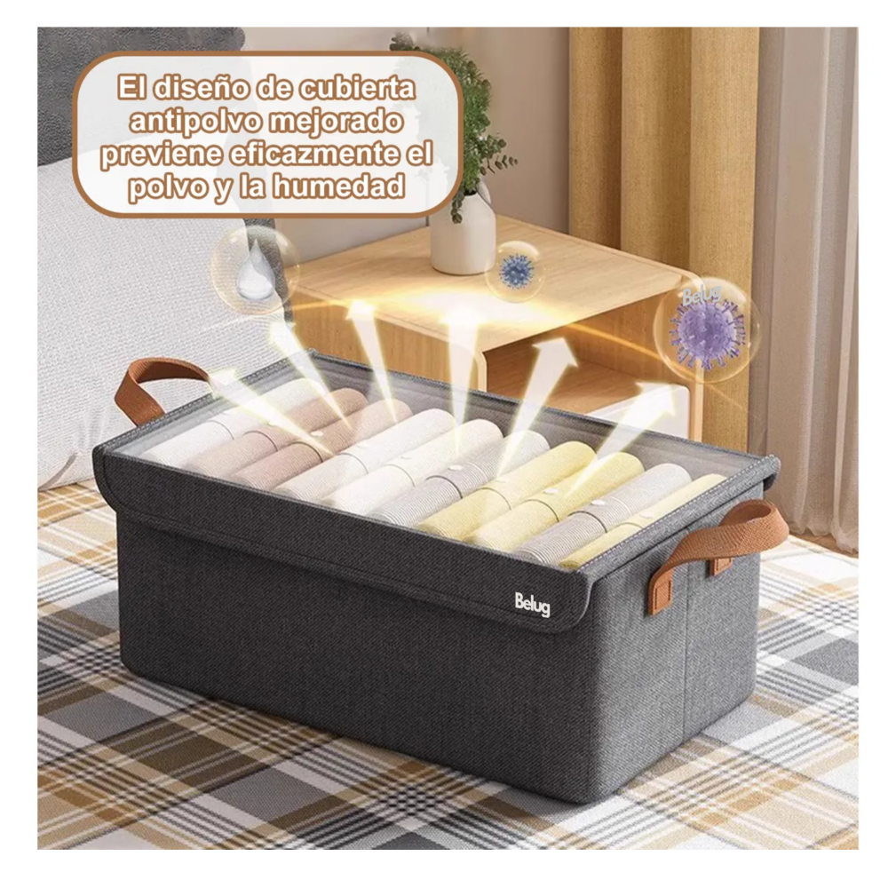 Foto 5 pulgar | 2pcs Cajas Organizadoras De Tela Con Tapa Y Soporte De Acero Café Tapa  Asas Belug