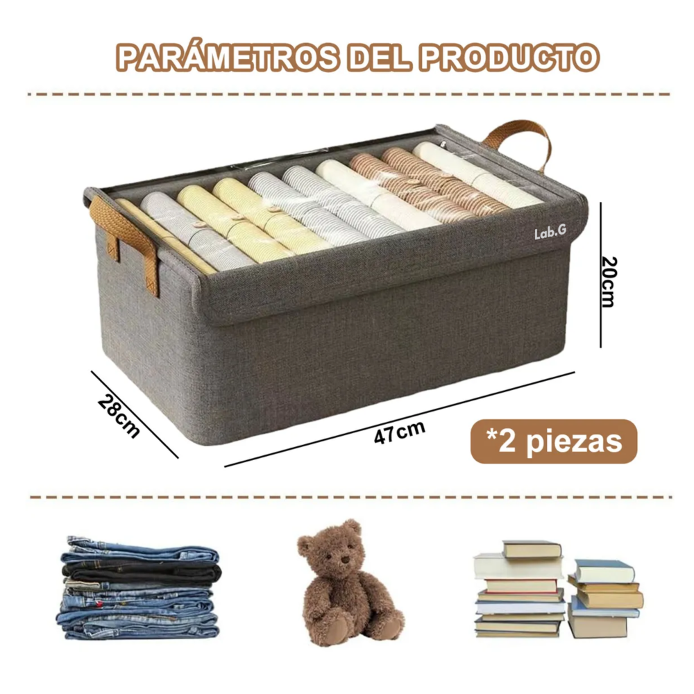 Foto 3 | Caja de Almacenamiento de Tela Lab.G con Soporte de Acero 2 Piezas