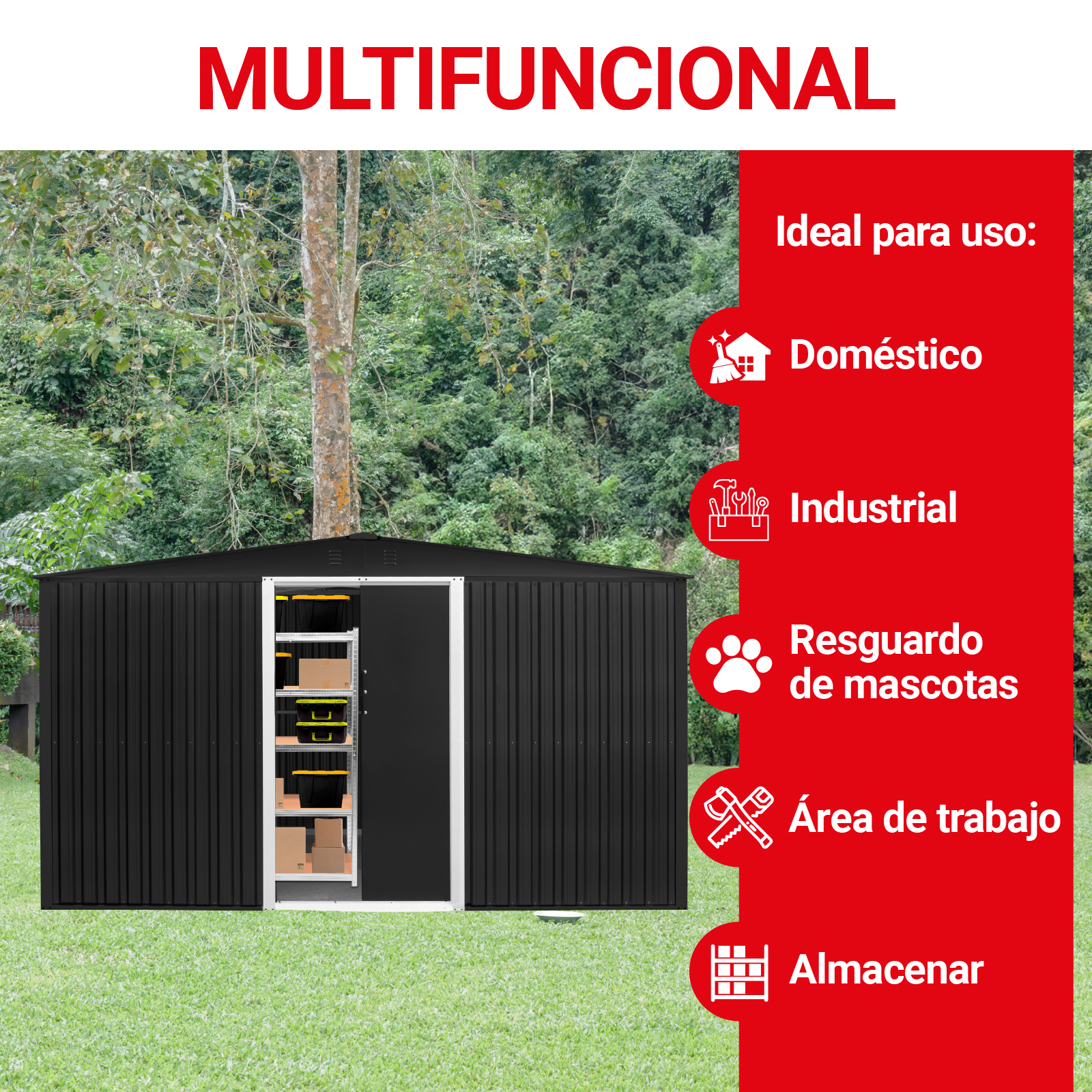 Foto 7 pulgar | Cobertizo De Almacenamiento Bodega Amplia Para Exteriores