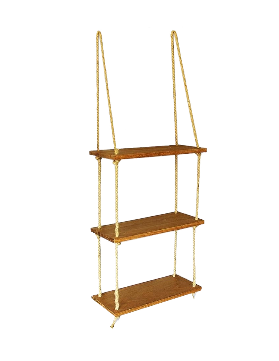 Estantería Colgante de Madera de 3 Niveles para Pared Café