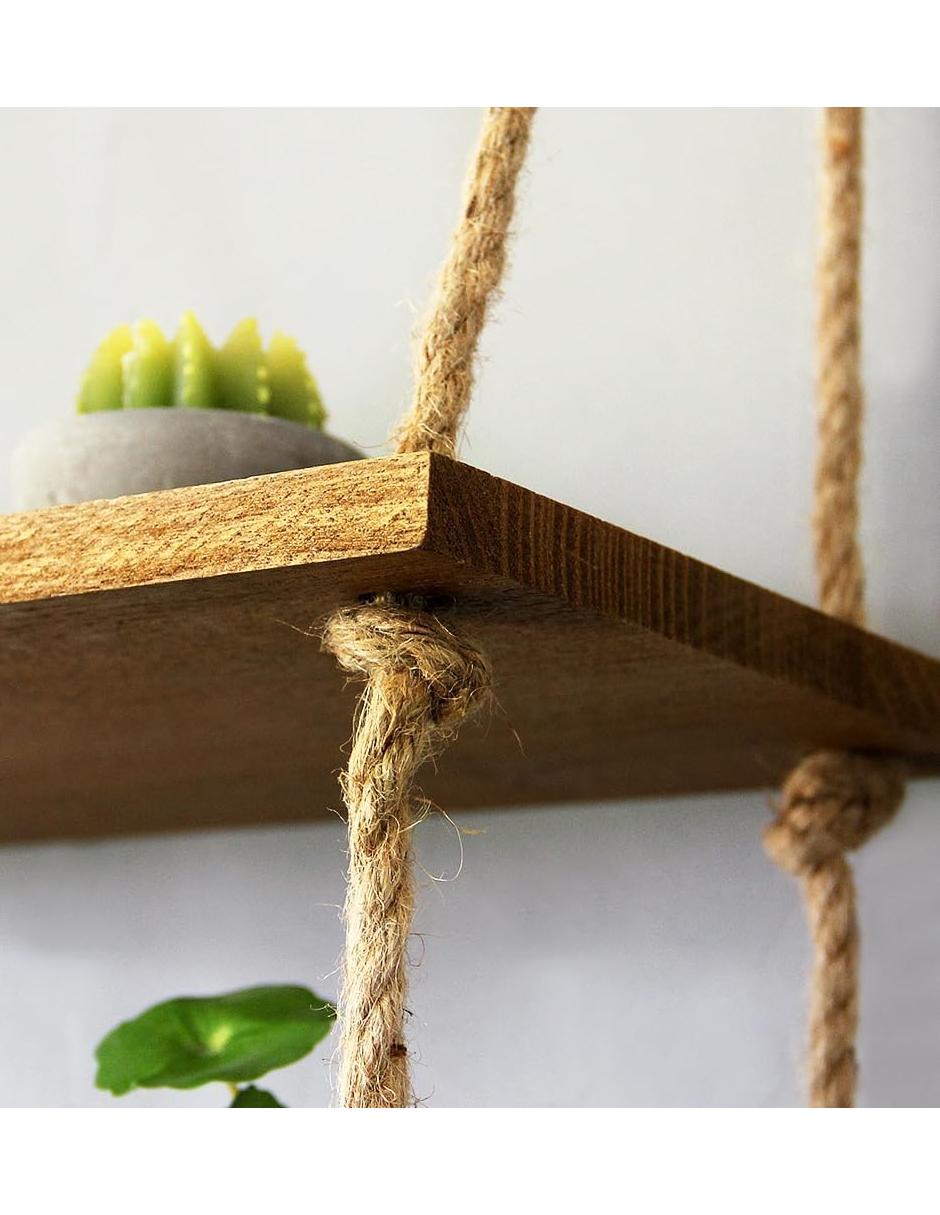 Foto 4 pulgar | Estantería Colgante de Madera de 3 Niveles para Pared Café