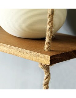 Foto 4 | Estantería Colgante de Madera de 3 Niveles para Pared Café
