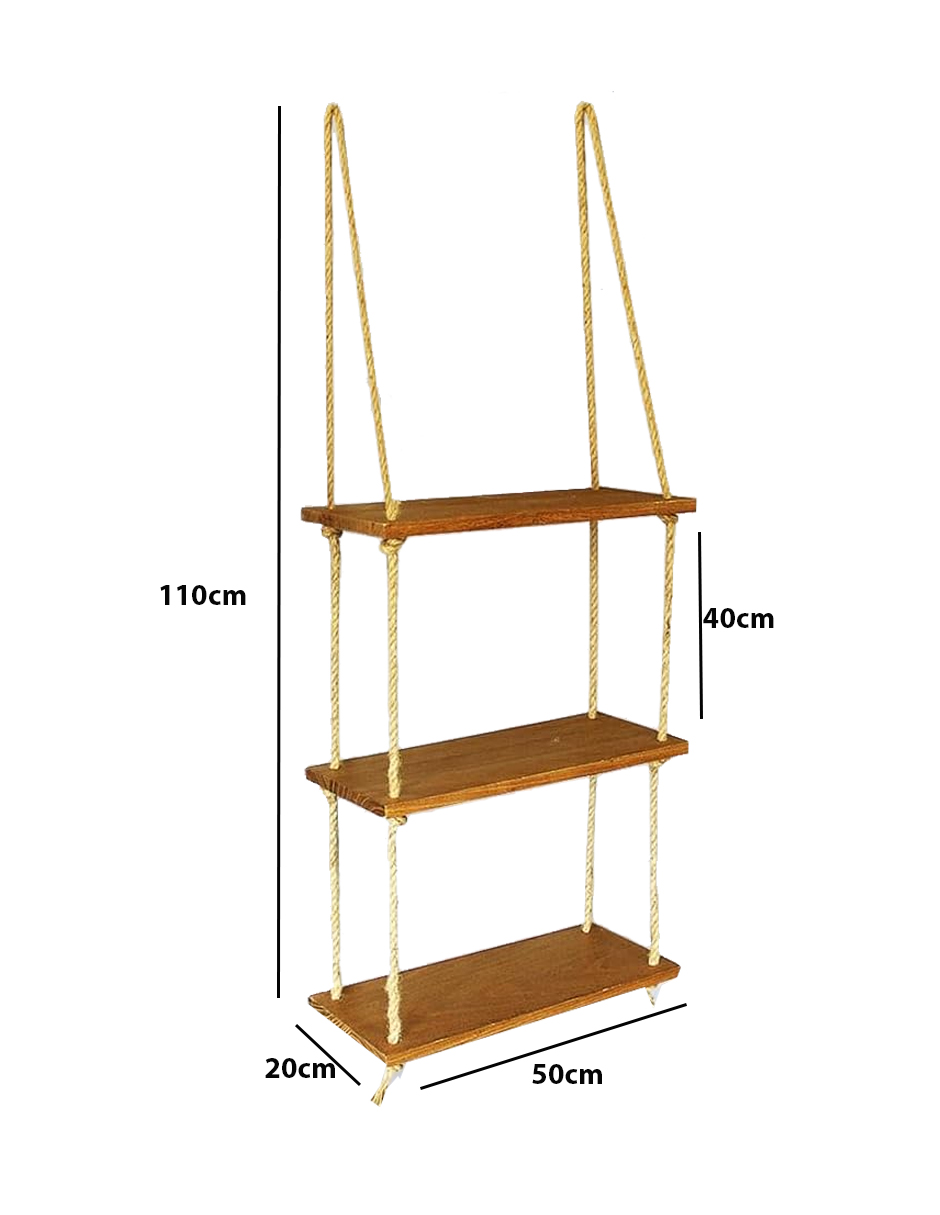 Foto 5 | Estantería Colgante de Madera de 3 Niveles para Pared Café
