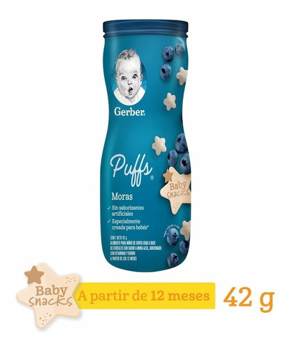 Foto 4 pulgar | Snacks Gerber Puffs Etapa 3 Mora 42g Bote