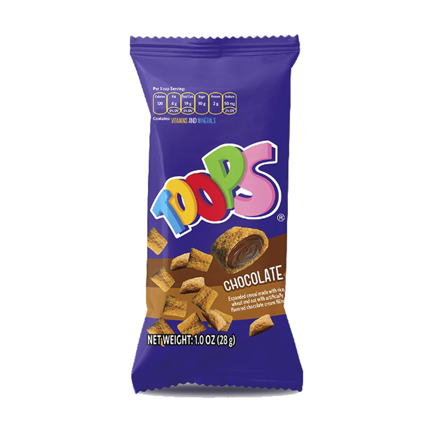 Foto 2 pulgar | Snacks Cereal Relleno Toops Caja con 12 Pzs 28 Grs C/u Sabor Chocolate