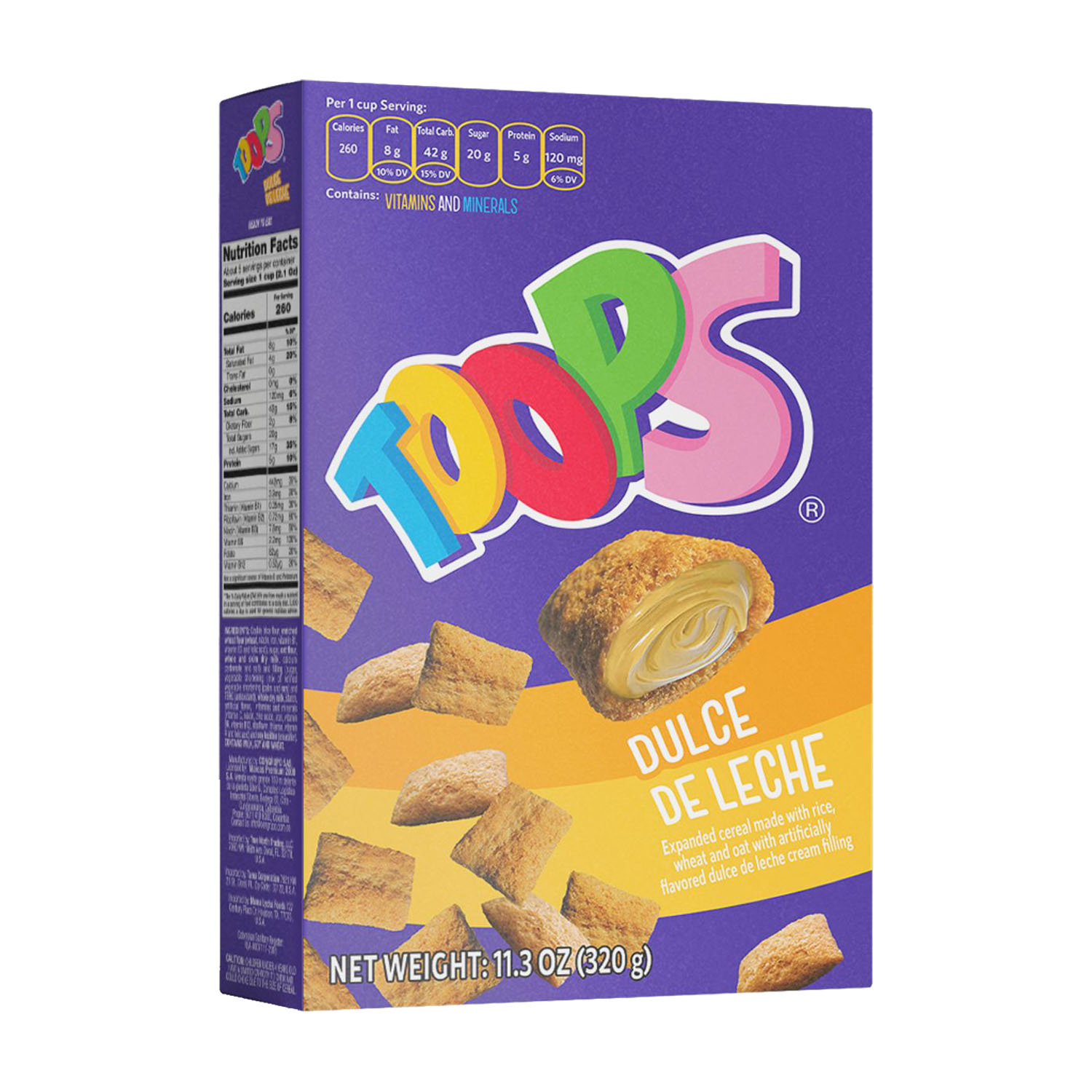 Foto 3 pulgar | Cereal Relleno Toops Sabor Dulce de Leche 18 Pzs 320 Grs C/u