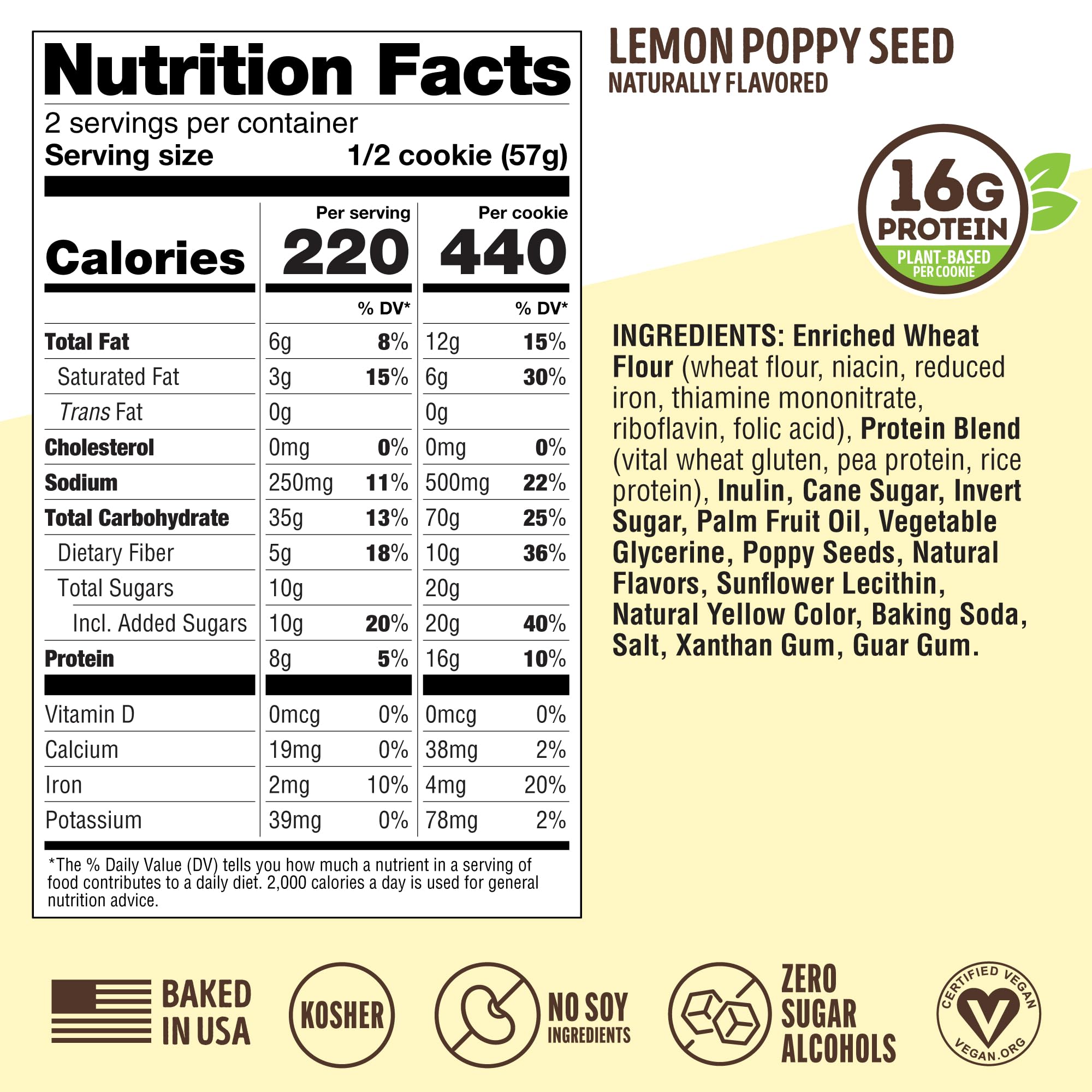 Foto 5 pulgar | Cookie Lenny & Larry's The Complete Lemon Poppy Seed 4 Oz X12 - Venta Internacional.