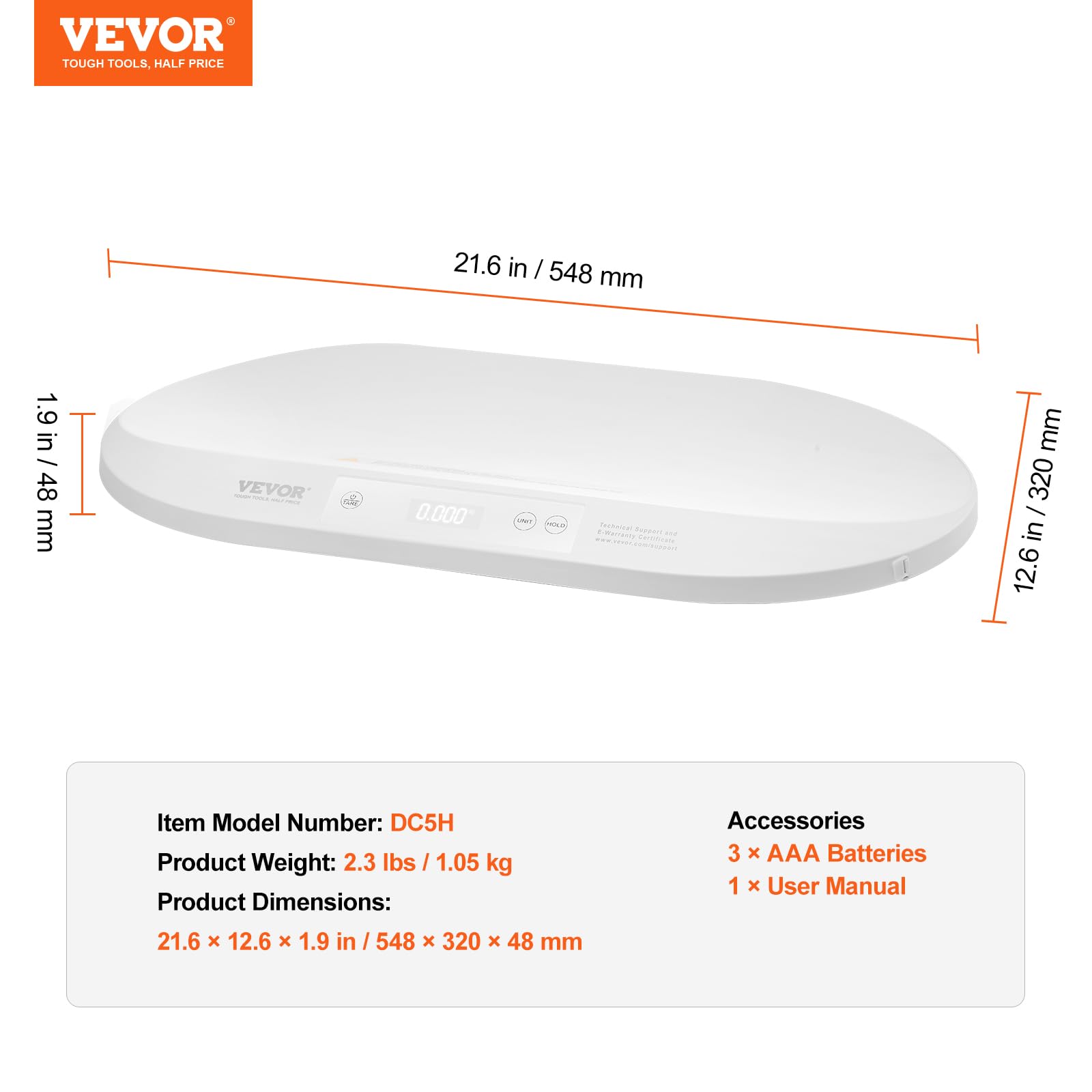 Foto 8 pulgar | Báscula Digital Vevor 40 kg-Venta Internacional