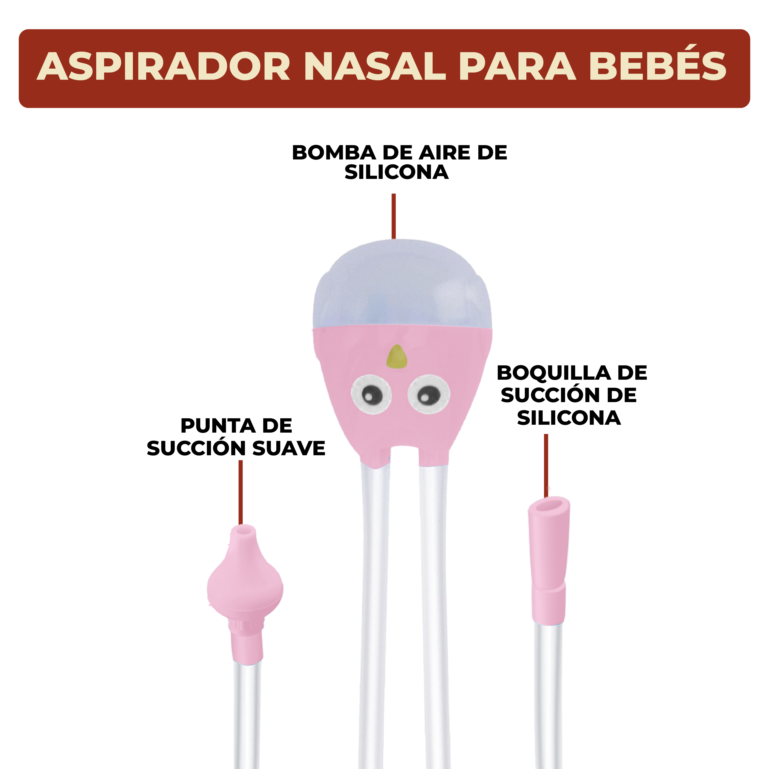 Foto 5 pulgar | Aspirador Nasal Para Bebé Color Rosa