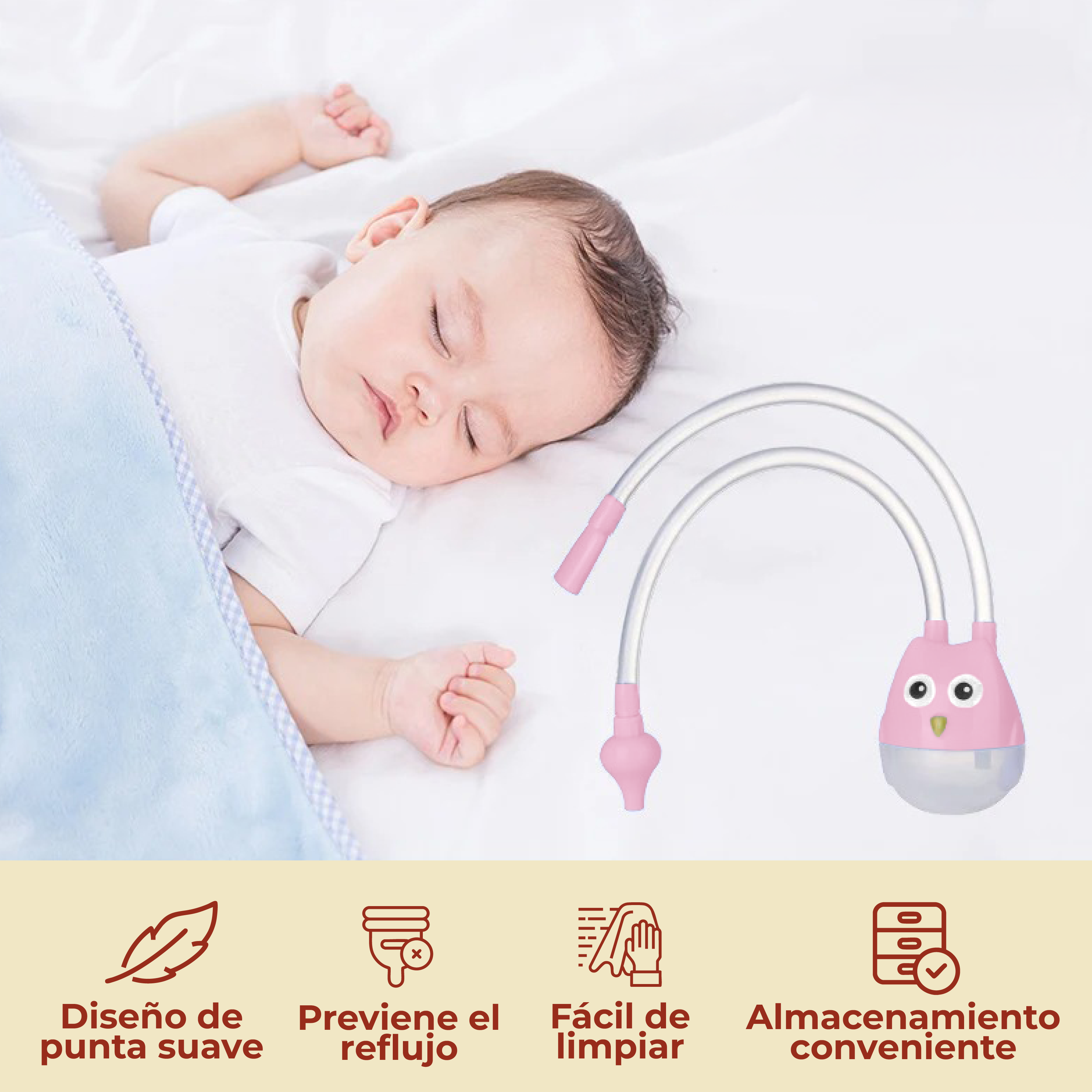 Foto 7 pulgar | Aspirador Nasal Para Bebé Color Rosa