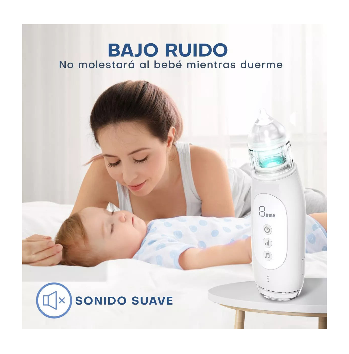 Foto 5 pulgar | Aspirador Nasal Eléctrico para Bebé Seguro Limpiador Blanco