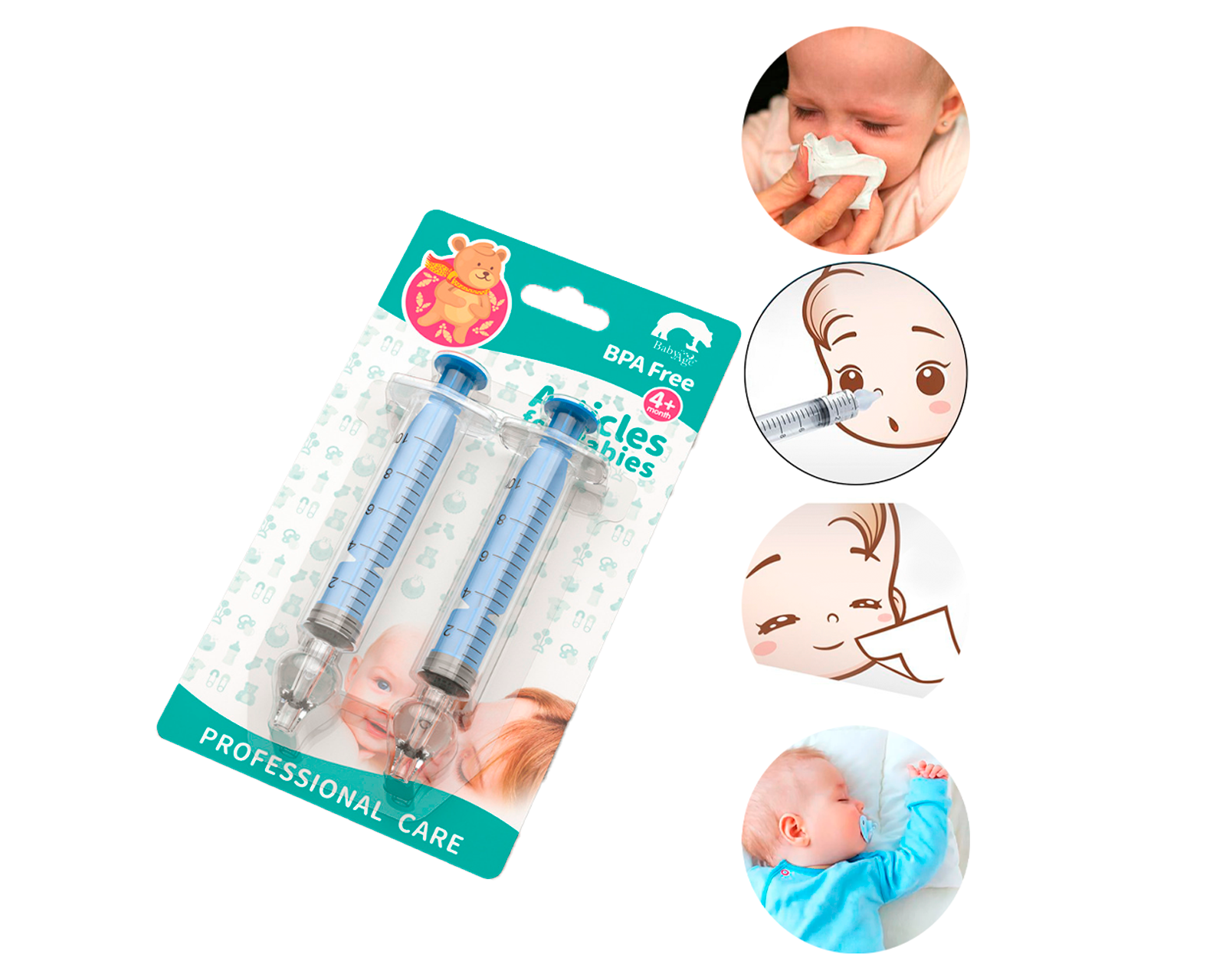Foto 7 pulgar | Set de 2 Limpiadores Nasales Azules para Rinitis de Bebé Aspirador Nasal 10 ml