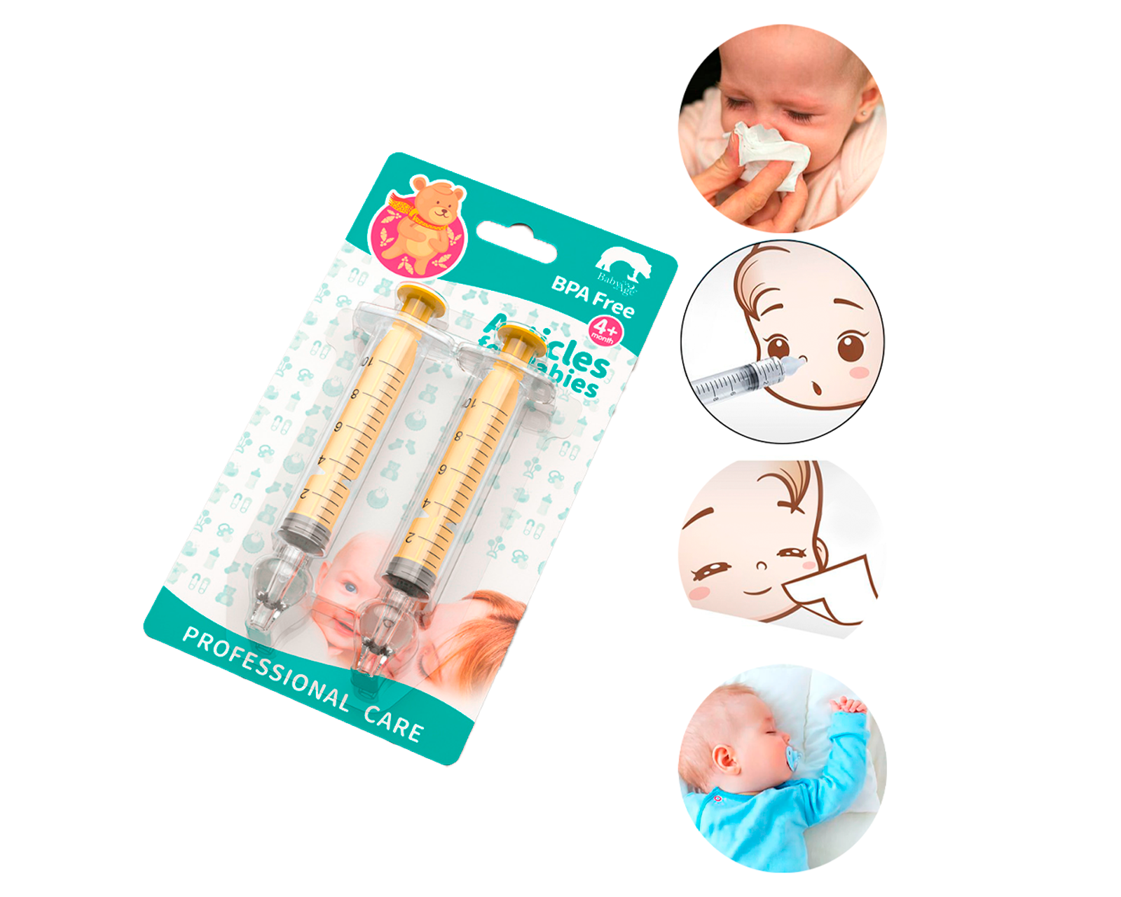 Foto 3 pulgar | Set de 2 Limpiadores Nasales Amarillos para Rinitis de Bebé Aspirador Nasal 10 ml