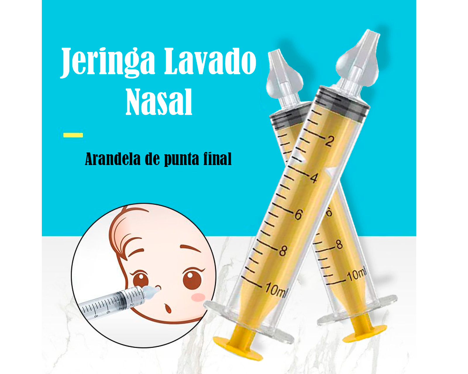 Foto 6 pulgar | Set de 2 Limpiadores Nasales Amarillos para Rinitis de Bebé Aspirador Nasal 10 ml