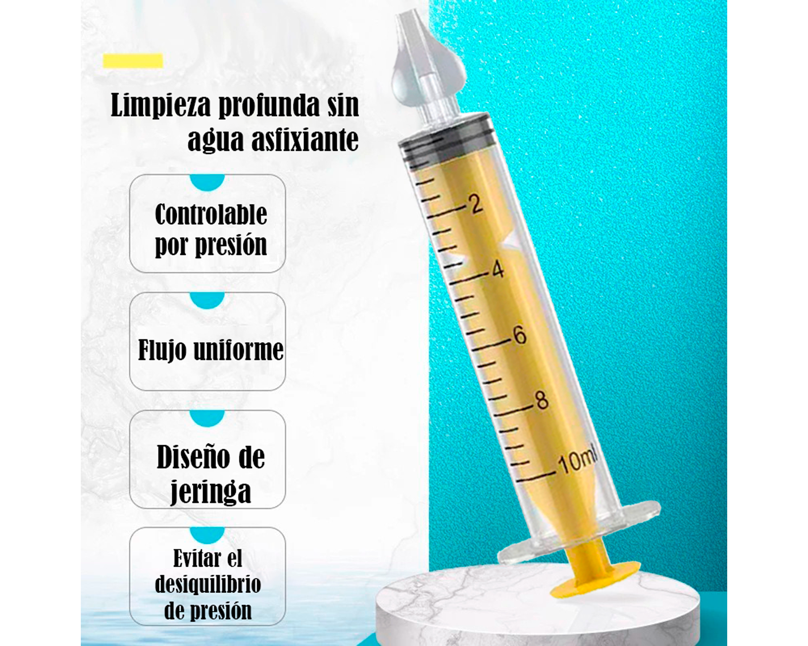 Foto 6 | Set de 2 Limpiadores Nasales Amarillos para Rinitis de Bebé Aspirador Nasal 10 ml
