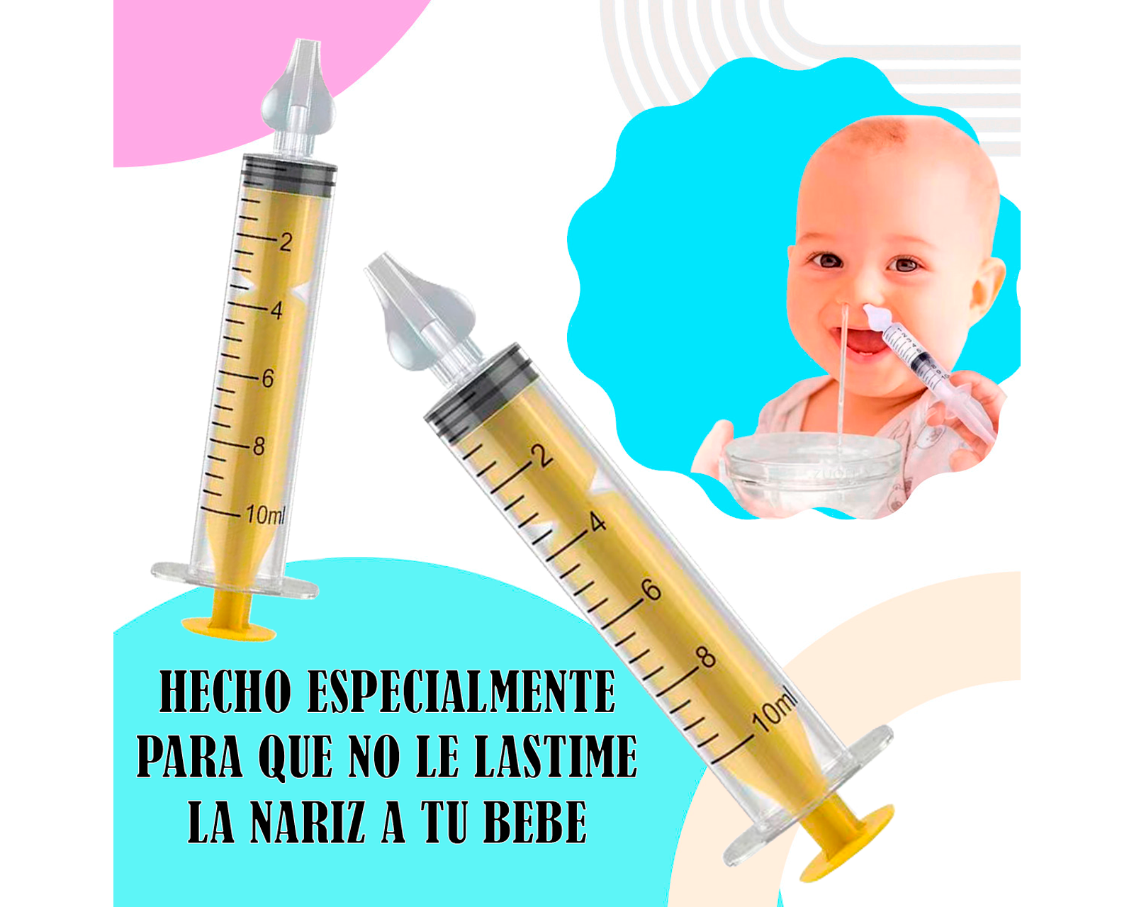 Foto 8 pulgar | Set de 2 Limpiadores Nasales Amarillos para Rinitis de Bebé Aspirador Nasal 10 ml