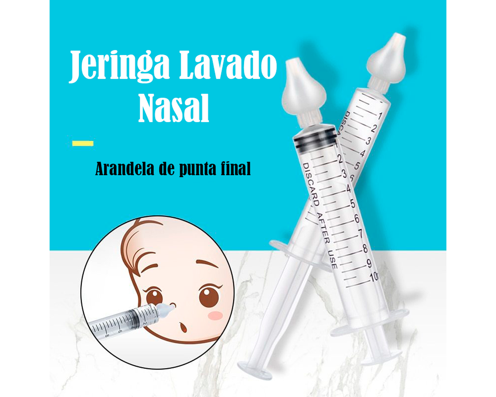 Foto 5 pulgar | Set de 2 Limpiadores Nasales para Rinitis de Bebé Aspirador Nasal 10 ml