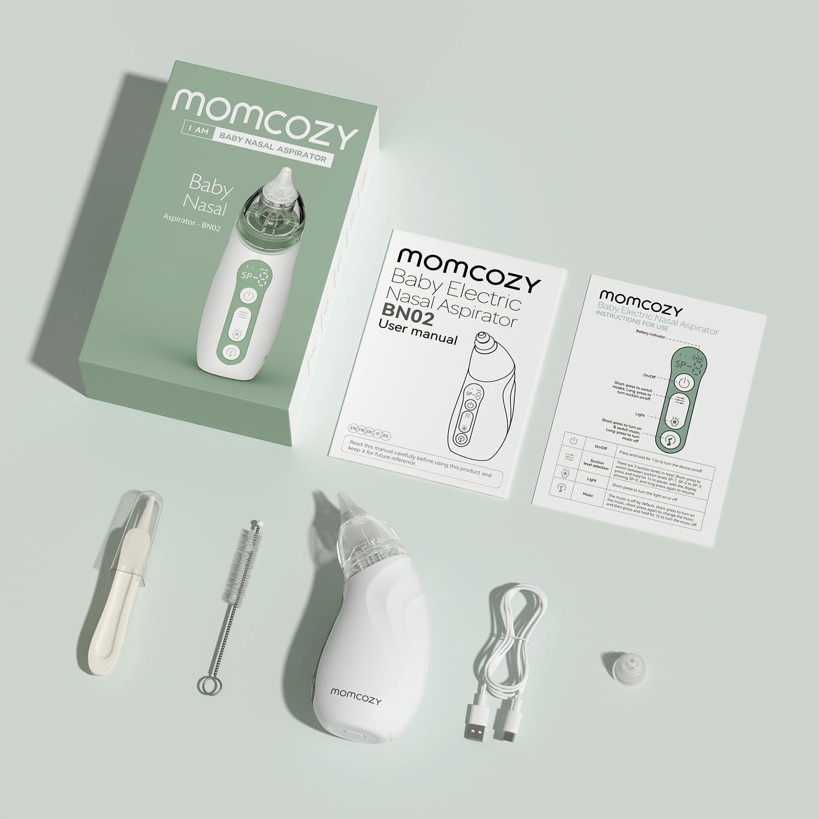 Foto 8 pulgar | Aspirador Nasal Para Bebés Momcozy Strong Suction Con Luz Y Música - Venta Internacional.