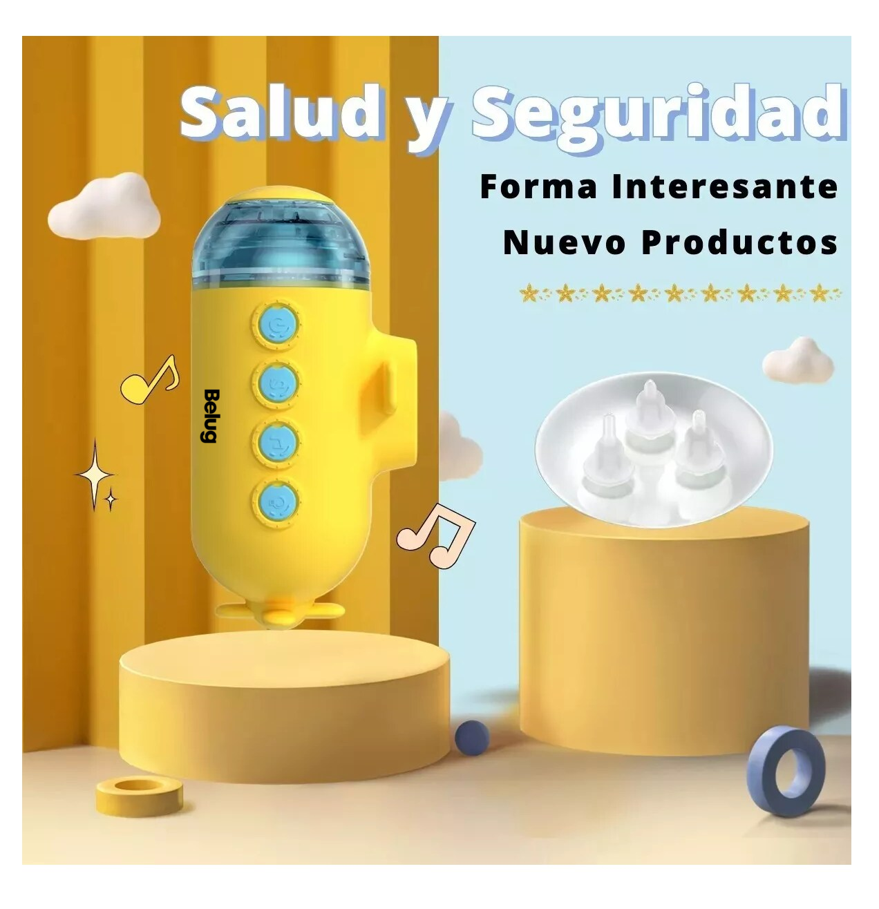 Foto 6 pulgar | Aspirador Nasal Para Bebé Seguro Eléctrico Muto Limpiador, Belug  Amarillo