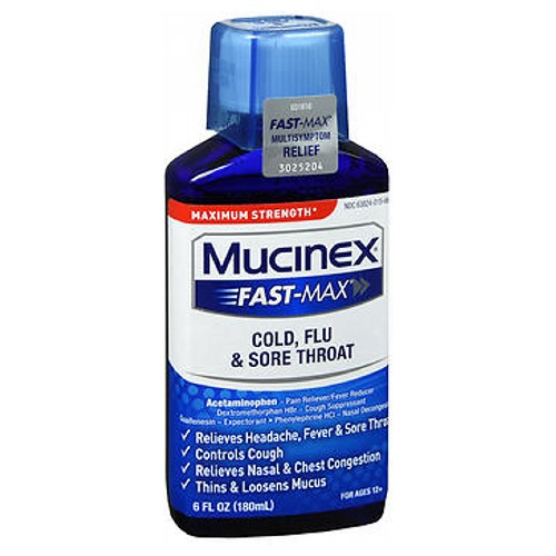 Medicamento Líquido Mucinex Fast-max Para Adultos, Resfriado, Gripe Y Dolor De Garganta - Venta Internacional.