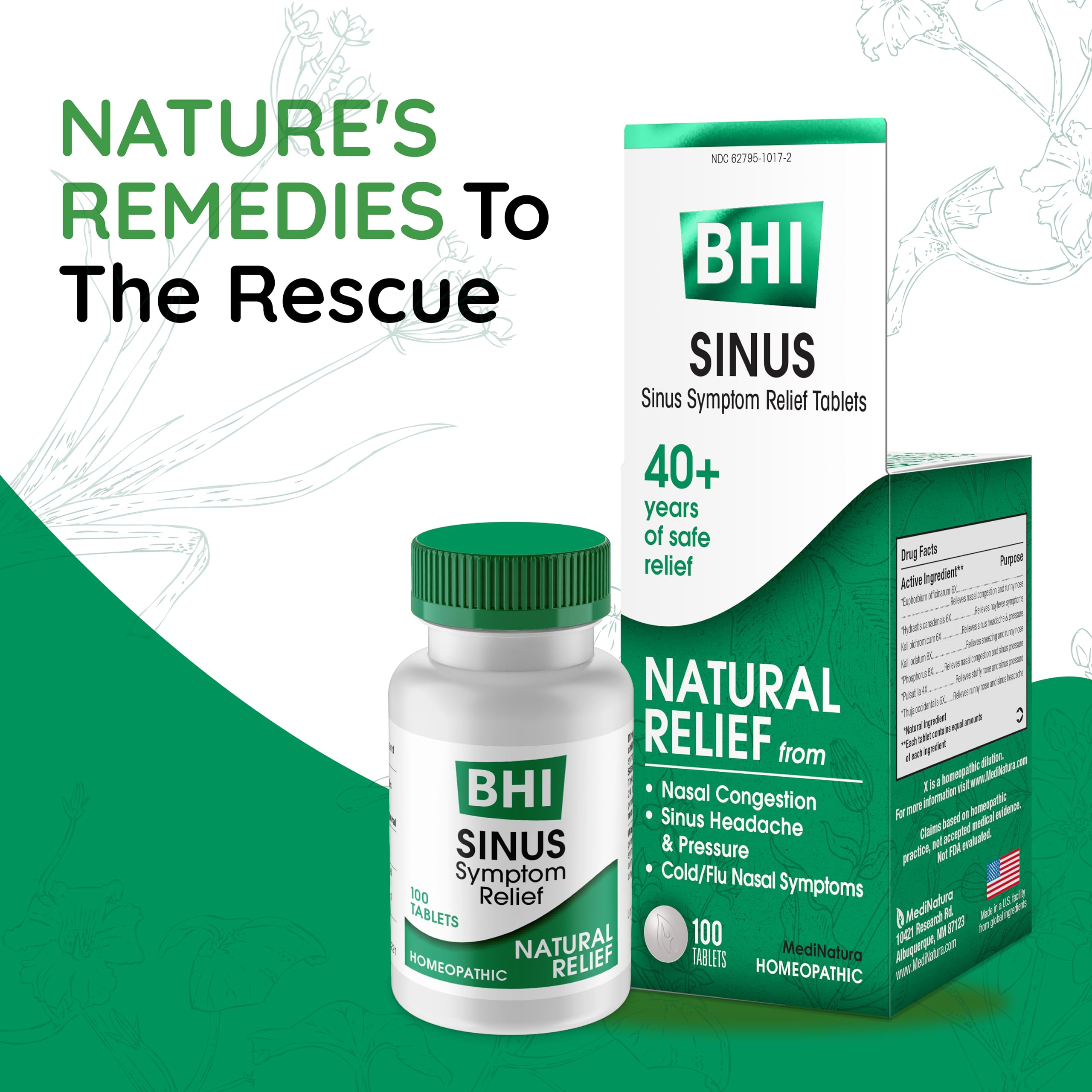 Foto 7 | Tabletas Para Aliviar La Congestión Bhi Sinus Natural 100 Tabletas - Venta Internacional.