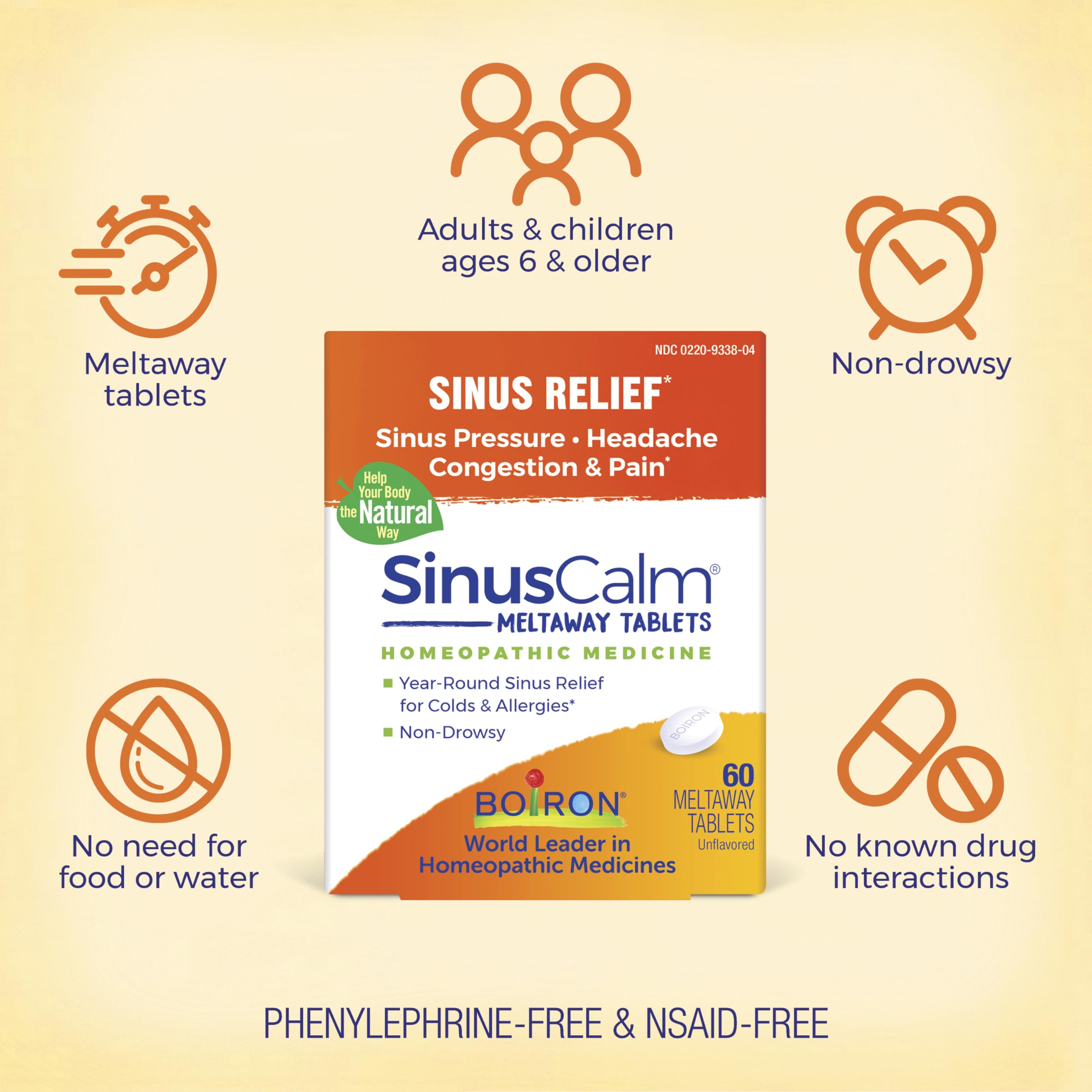 Foto 4 pulgar | Tabletas Boiron Sinuscalm Sinus Pain Relief, 60 Unidades - Venta Internacional.
